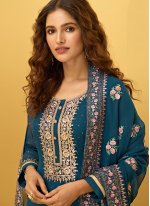 Modernistic Morpeach  Embroidered Faux Georgette Designer Palazzo Salwar Suit