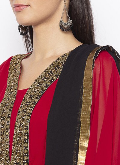 
                            Modest Embroidered Georgette Readymade Suit
