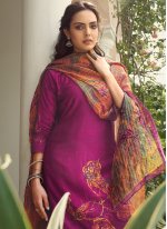 Modest Handwork Silk Purple Trendy Salwar Suit