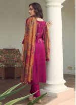 Modest Handwork Silk Purple Trendy Salwar Suit