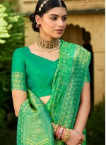 Modest Resham Silk Green Designer Traditional Saree