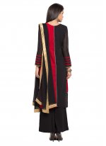 Modish Faux Georgette Embroidered Red Readymade Salwar Kameez