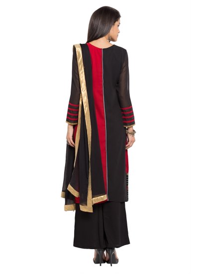
                            Modish Faux Georgette Embroidered Red Readymade Salwar Kameez