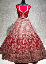 Modish Velvet Pink Embroidered Designer Lehenga Choli