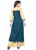 Monumental Fancy Cream and Teal Party Wear Kurti