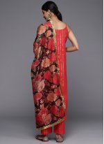 Monumental Plain Red Cotton Readymade Salwar Suit