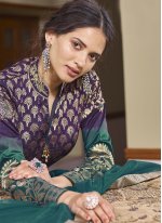 Monumental Purple Embroidered Jacquard Readymade Anarkali Suit