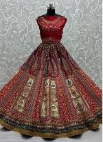 Monumental Velvet Red Embroidered Designer Lehenga Choli