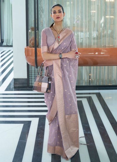 Mukesh Silk Contemporary Saree in Purple
