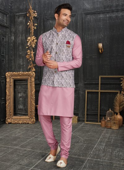 Multi Colour and Pink Engagement Kurta Payjama With Jacket