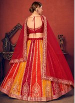 Multi Colour and Red Thread Art Silk Lehenga Choli