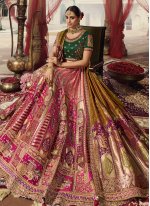 Multi Colour Banarasi Silk Engagement Designer Lehenga Choli
