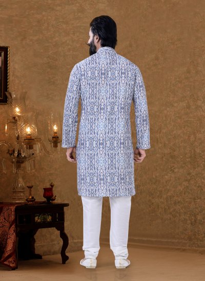 Multi Colour Ceremonial Cotton Kurta Pyjama