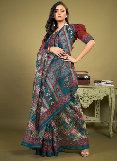 Multi Colour Cotton Casual Trendy Saree
