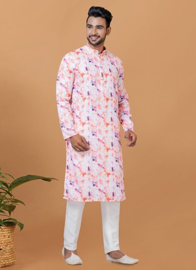 Multi Colour Cotton Digital Print Kurta Pyjama