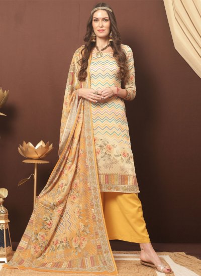 Multi Colour Cotton Digital Print Palazzo Salwar Suit