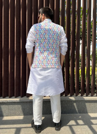Multi Colour Cotton Embroidered Nehru Jackets
