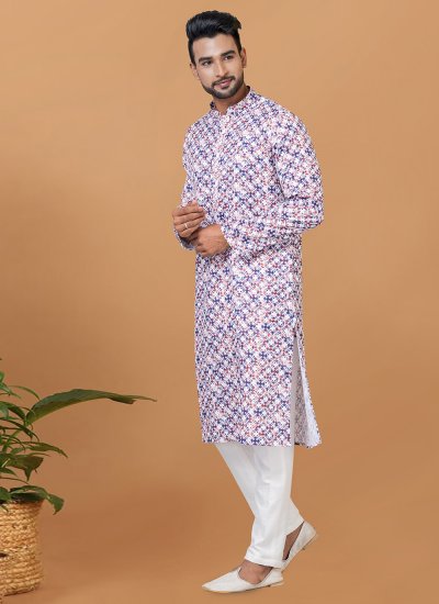 Multi Colour Cotton Kurta Pyjama