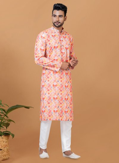 Multi Colour Digital Print Cotton Kurta Pyjama