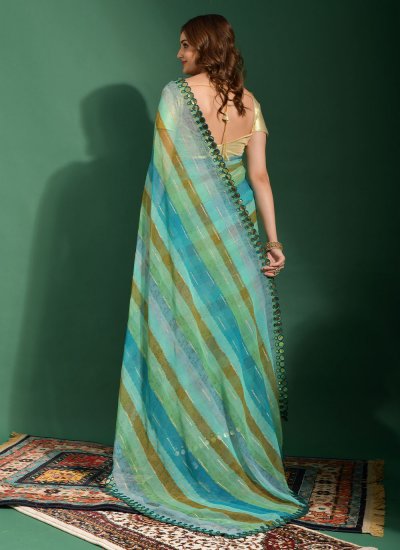 Multi Colour Embroidered Chiffon Contemporary Style Saree