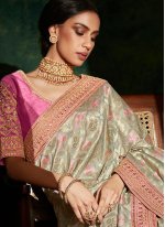 Multi Colour Embroidered Silk Designer Traditional Saree