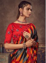 Multi Colour Embroidered Silk Traditional Saree