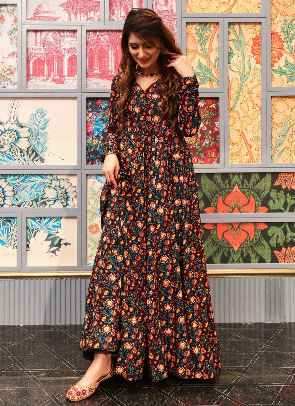 slim fit dress slacks Color Burst Ruffle Maxi Dress main image 0
