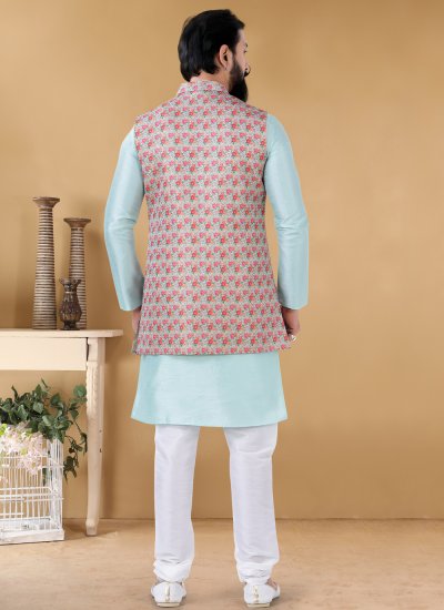 Multi Colour Festival Jacquard Silk Nehru Jackets