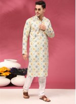 Multi Colour Festival Poly Silk Kurta Pyjama