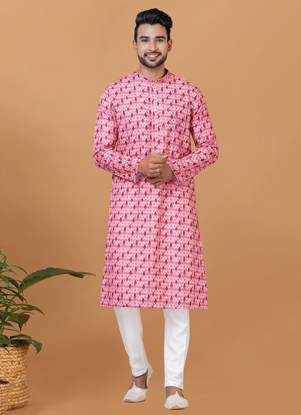 Chikankari Embroidered Dark Green Georgette Men Kurta MKV00343