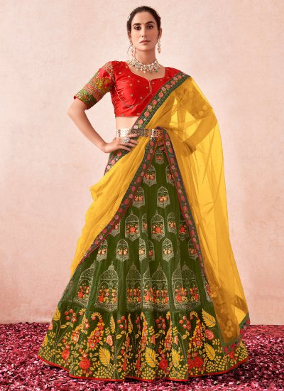 Mehendi Green Georgette Lehenga Choli Set – Nitika Gujral