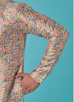 Multi Colour Mehndi Poly Silk Kurta Pyjama