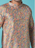 Multi Colour Mehndi Poly Silk Kurta Pyjama