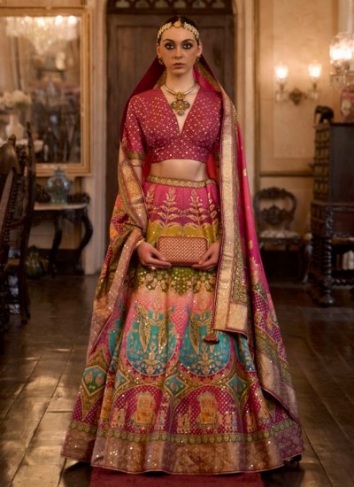 Multi Colour Mirror Silk Readymade Lehenga Choli
