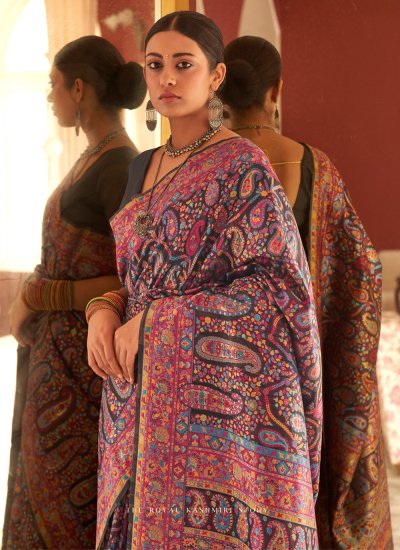 Multi Colour Pashnima Silk Weaving Saree