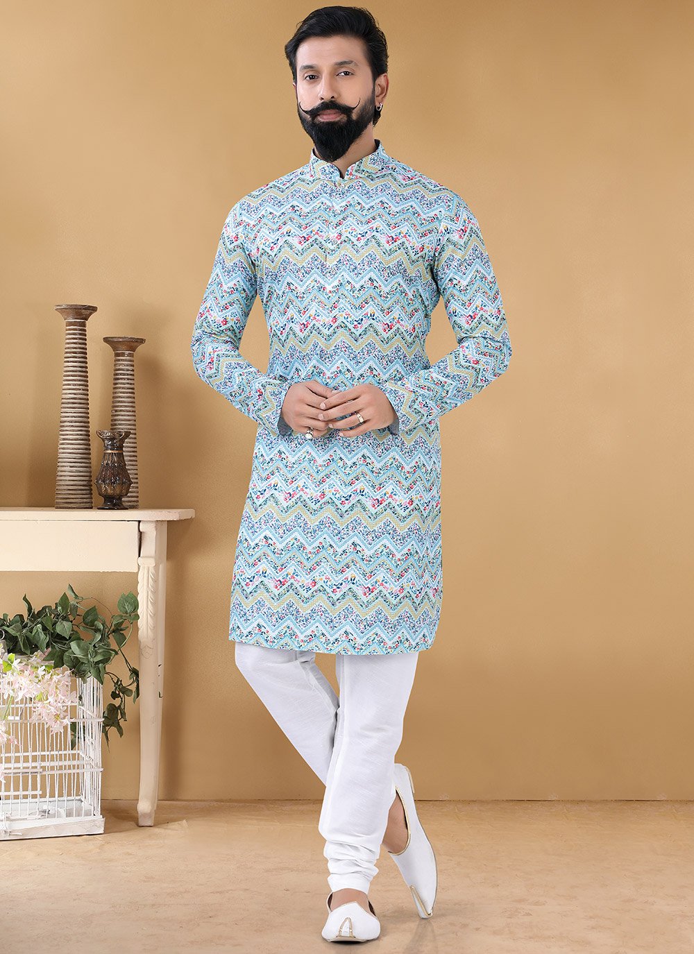 Multi Colour Printed Kurta Pyjama