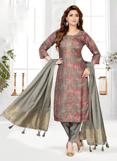 Multi Colour Printed Mehndi Trendy Suit
