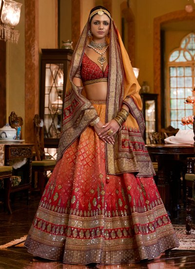 Sangeet Collection: Buy Designer Sangeet Lehengas & Gowns Online - Kalki  Fashion | Red lehenga, Lehenga crop top, Ruffle dupatta