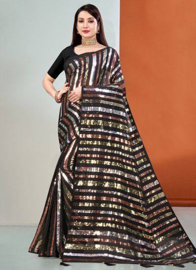 Multi Colour Sequins Trendy Saree