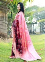 Multi Colour Silk Printed Saree