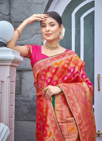 Multi Colour Weaving Wedding Classic Saree