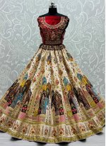 Multi Colour Wedding Velvet A Line Lehenga Choli