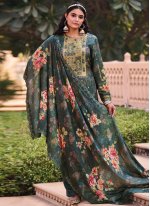 Muslin Green Digital Print Pakistani Salwar Suit