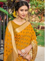 Mustard Banarasi Silk Weaving Designer Traditional Saree