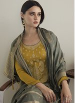 Mustard Embroidered Ceremonial Designer Pakistani Suit