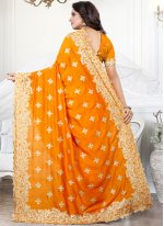 Mustard Embroidered Party Traditional Saree