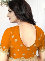 Mustard Embroidered Party Traditional Saree