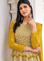 Mustard Embroidered Readymade Suit
