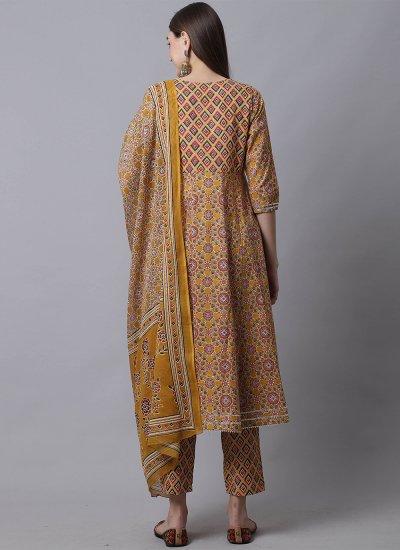 Mustard Festival Cotton Readymade Salwar Suit