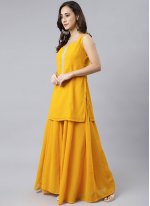 Mustard Georgette Embroidered Readymade Salwar Suit